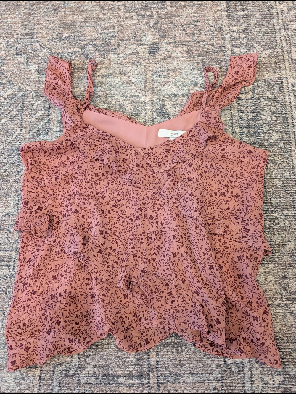 LOFT Dusty Rose Ruffle Camisole Top
